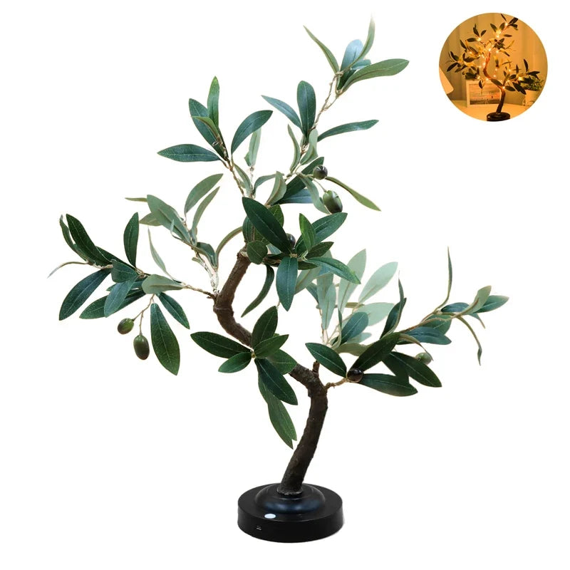 LED Tree Lights Green Battery Table Lamp Indoor Outdoor Bedroom Living Room Decor