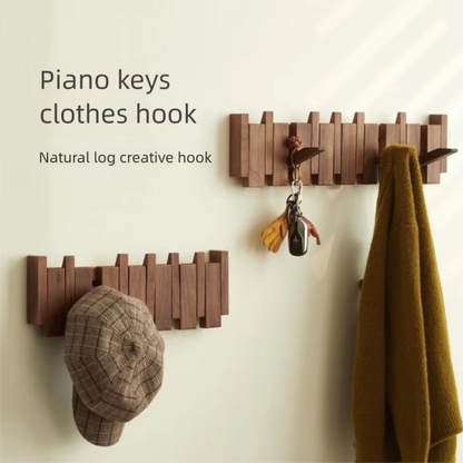 Wooden Piano Coat Rack Wall Mounted Solid Wood Hooks 4 6 8 Hook Organizer