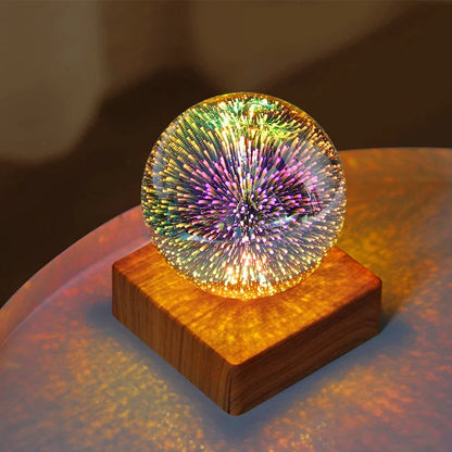 3D Firework LED Night Light | Starry Sky Glass Ball Table Lamp for Home Decor