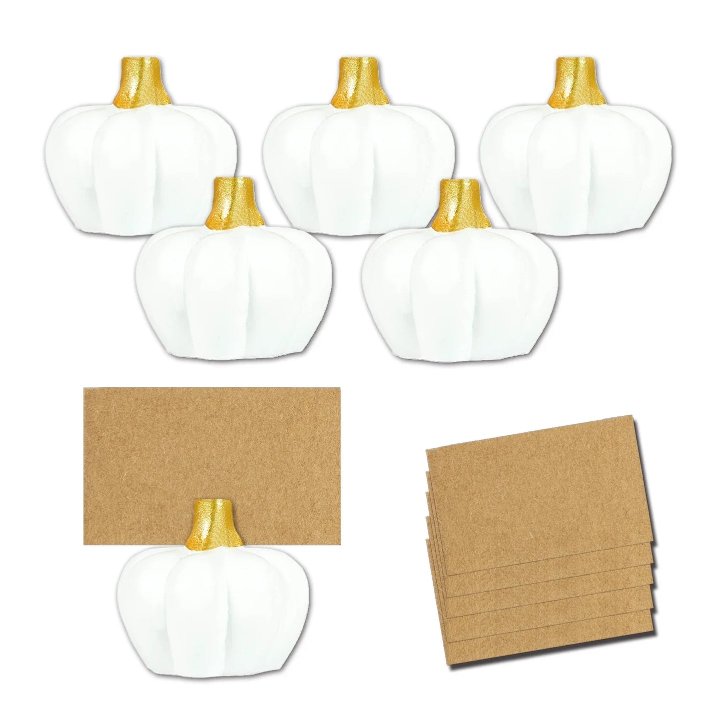 Marque-places Citrouille Dorée Décor Automne (Lot de 6), Décoration de Table pour Thanksgiving, Mariages Thème Automne