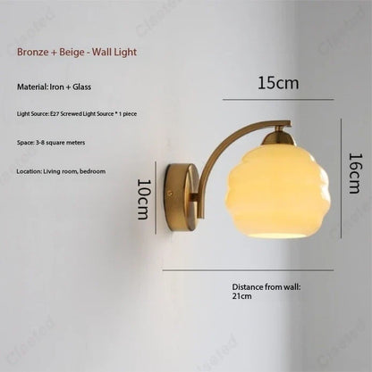 Applique murale LED Rétro Verre pour Salon Couloir Chambre Chevet Éclairage Décoratif E27