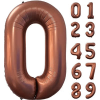 40 Inch Foil Number Balloon Set | Brown Birthday Party Decoration