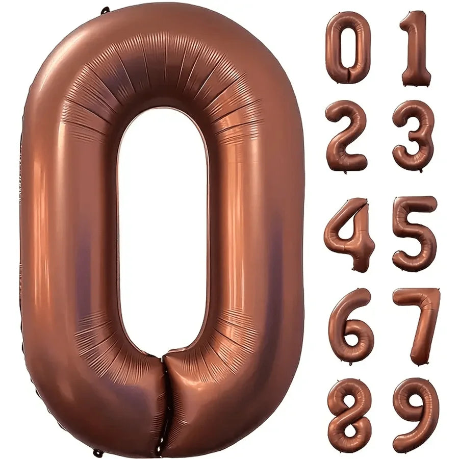 Foil Number Balloons 40 Inch | Brown Birthday Party Decor