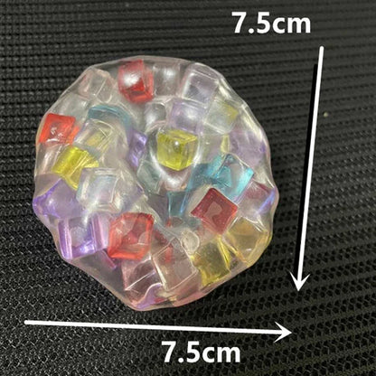 Rainbow Cube Stress Ball | TPR Bead Sensory Fidget Toy for Kids and Adults