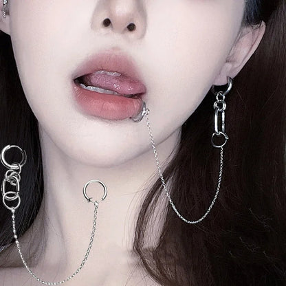NANA Inspired Lip Piercing Set | Cosplay Punk Chain Earrings