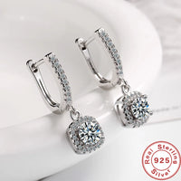 2CT Moissanite Huggie Hoop Earrings | Lab Created Diamond 925 Sterling Silver Dainty Hoop Dangle Earrings