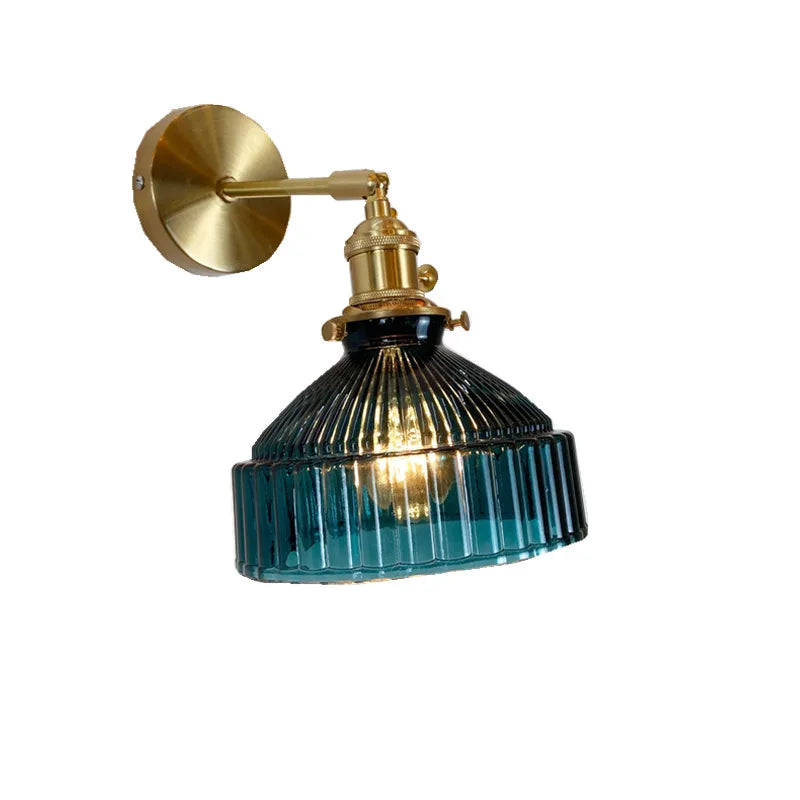 Green Glass Wall Sconce – Art Deco Light for Living Room, Hallway & Bedroom