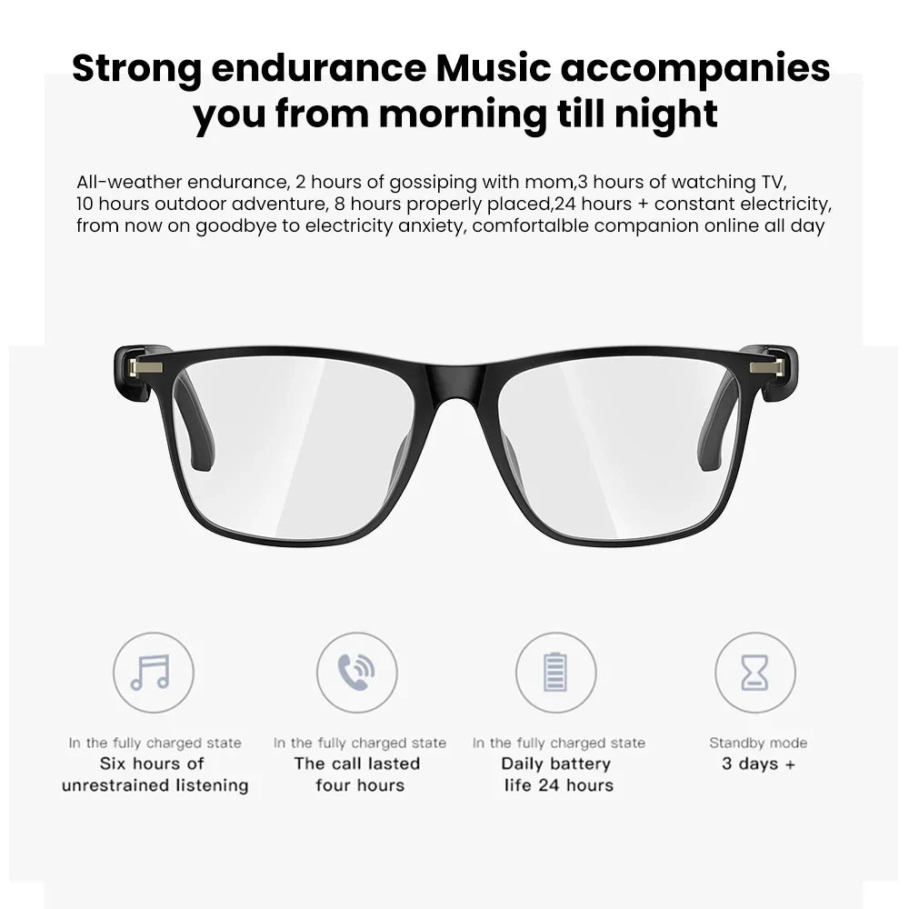 Bluetooth Smart Glasses Polarized Sunglasses Blue Light Filter Waterproof for Men