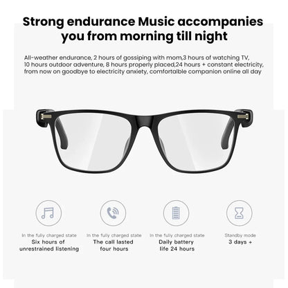 Bluetooth Smart Glasses Polarized Sunglasses Blue Light Filter Waterproof for Men