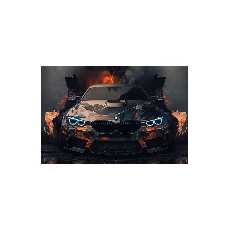 Voiture de sport E30, Graffiti de voiture de course de luxe, Art mural, Affiche imprimée sur toile HD, Décoration de maison, de salon, de chambre