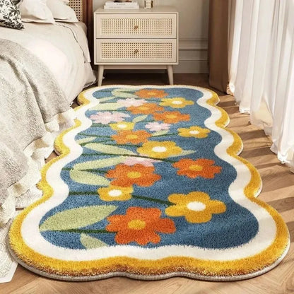 Alfombra de cachemir sintético VIKAMA, alfombrilla antideslizante engrosada, absorbente y resistente a las manchas para uso en el hogar y junto a la cama