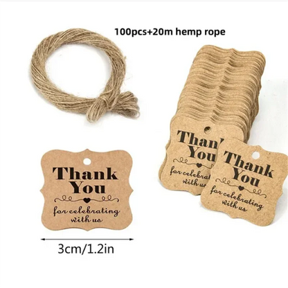 100pcs Kraft Tags with 20m Jute Twine | Handmade Gift Tag Set