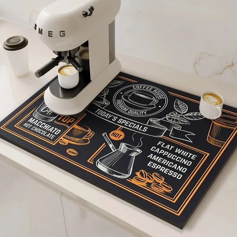 Tapis absorbant pour machine à café VIKAMA, absorbant l'eau et l'huile, égouttoir à vaisselle de cuisine, tapis absorbant à séchage rapide, tapis de vaisselle, décoration d'intérieur