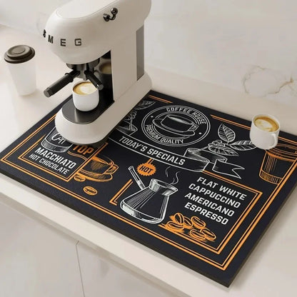 Tapis absorbant pour machine à café VIKAMA, absorbant l'eau et l'huile, égouttoir à vaisselle de cuisine, tapis absorbant à séchage rapide, tapis de vaisselle, décoration d'intérieur