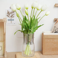 1PCHigh Quality Silicone Real Touch Five-headed Tulip Bouquet Wedding Home Decoration Indoor Artificial Flower Plant Living Room