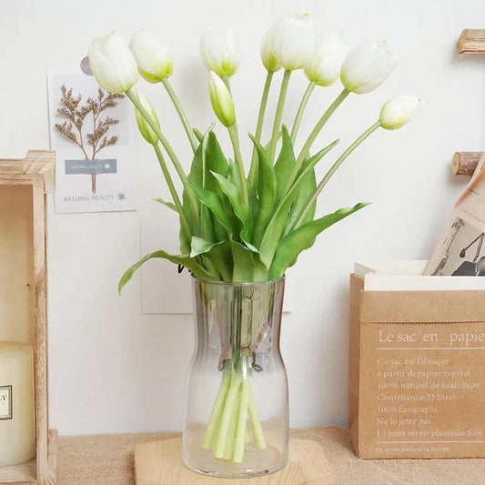 1PCHigh Quality Silicone Real Touch Five-headed Tulip Bouquet Wedding Home Decoration Indoor Artificial Flower Plant Living Room