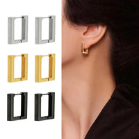 Geometric Stainless Steel Square Triangle Hoop Earrings | Unisex Punk Hip Hop Jewelry