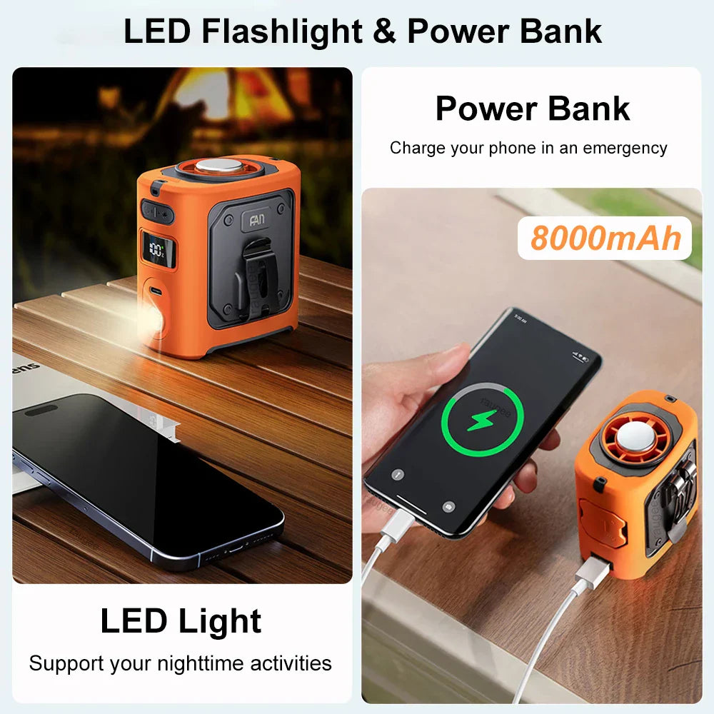 Compagnon Rafraîchissant | Ventilateur de Ceinture Portable avec Batterie 8000 mAh | 100 Vitesses Réglables pour un Confort Optimal