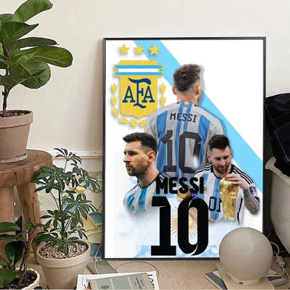 Clásico, Deportes - Rionel Messi - Fútbol, Arte de pared, Póster lienzo, Decoración para sala de estar y dormitorio, Arte de pared de estadio