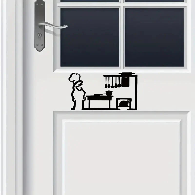 La Linea Minimalist Line Art Sticker Set | Cartoon Character Door Sign for Home Decor