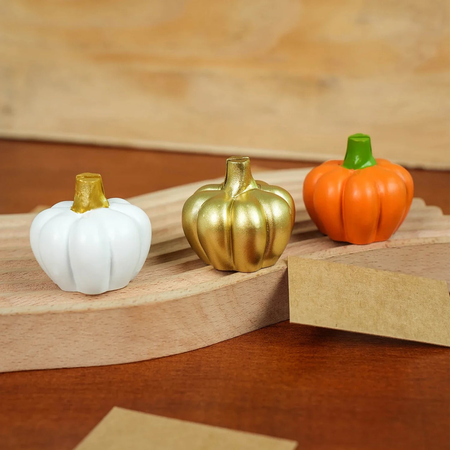 Marque-places Citrouille Dorée Décor Automne (Lot de 6), Décoration de Table pour Thanksgiving, Mariages Thème Automne
