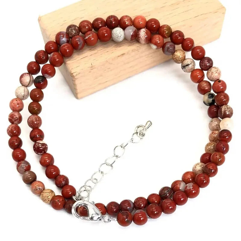 4mm Natural Stone Choker Necklace | Bohemian Crystal Collar Jewelry for Women