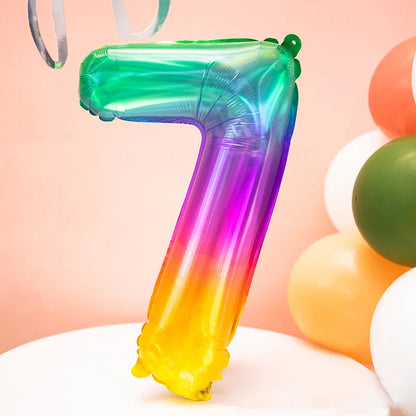 Rainbow Jelly Number Balloon 16 Inch | Birthday Party Decoration