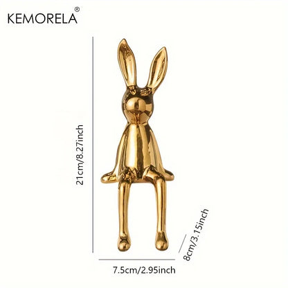 1 LAPIN Assis aux Longues Oreilles en Céramique Ornements de Chambre Statue Luxe Décoration d'Intérieur Accessoires Esthétique d'Art Maison Haut de Gamme