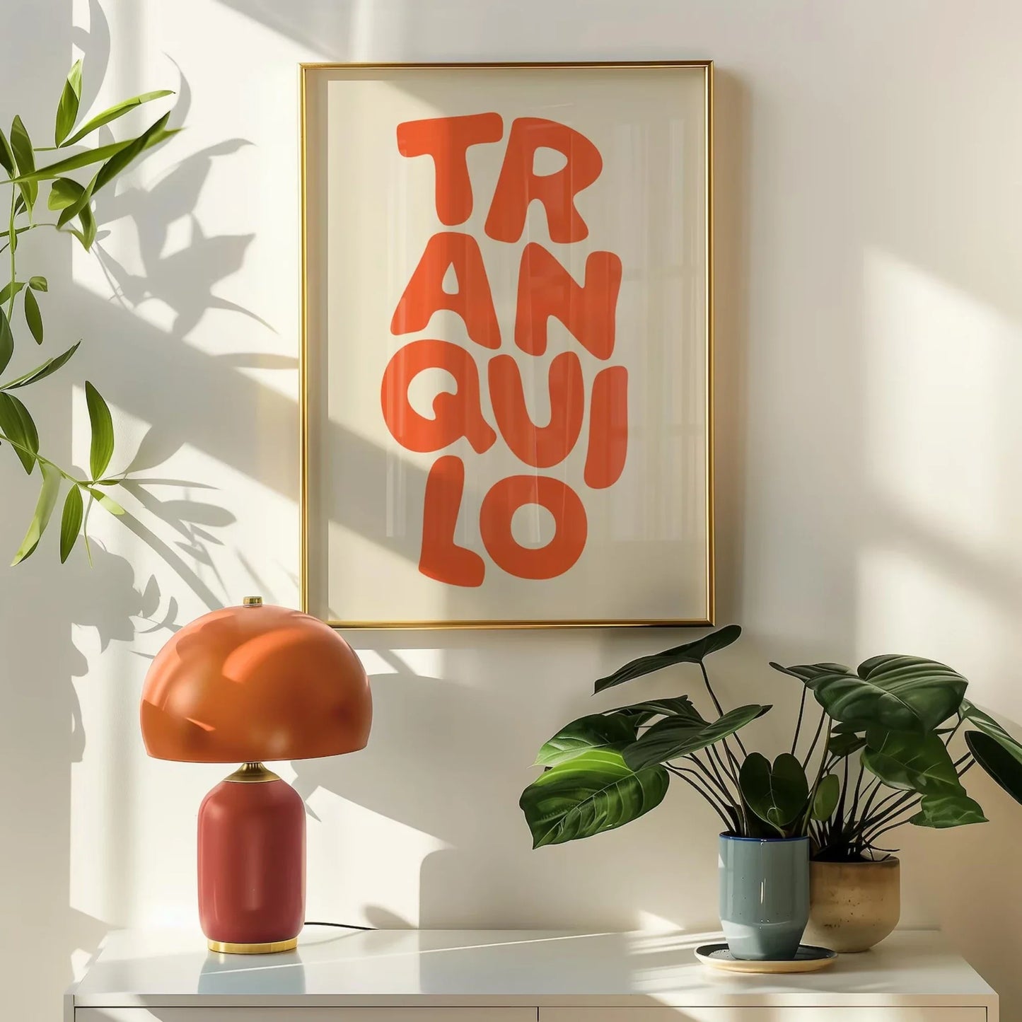 Tableau d'art mural bohème Tranquilo orange crème au style rétro, toile de peinture, affiche pour salon, chambre à coucher, décoration intérieure
