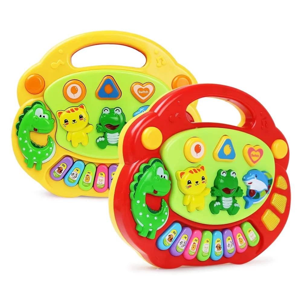 Jeu de piano-clavier de dessin animé pour enfants avec musique lumineuse clignotante Sons d'animaux Jouets musicaux pour bébés Jouets éducatifs Cadeaux pour enfants