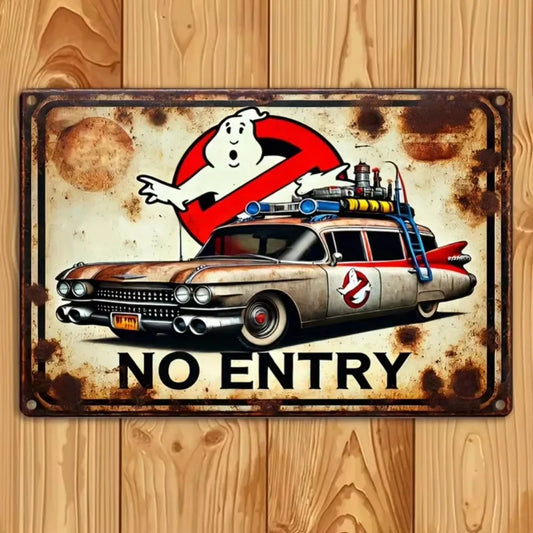 Ghostbusters Retro Metal Wall Art | Iconic Movie Decor for Themed Spaces | Easy to Install & Long-Lasting for Homes