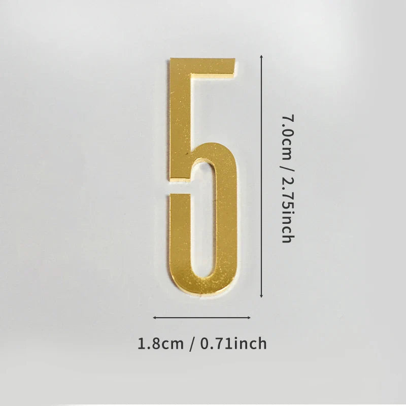 Golden Door Number with Backing Adhesive 7cm Metal House Number Apartment Door Number for Outdoor Hotel Home Mailbox Label