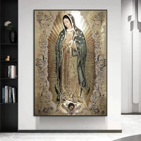 Catholic Art Lady of Guadalupe Wall Art Canvas Painting Retro Religious Decor Picture The Virgin of Guadalupe Poster Home Decor