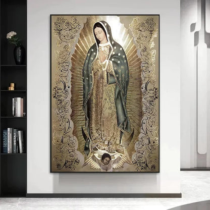 Catholic Art Lady of Guadalupe Wall Art Canvas Painting Retro Religious Decor Picture The Virgin of Guadalupe Poster Home Decor