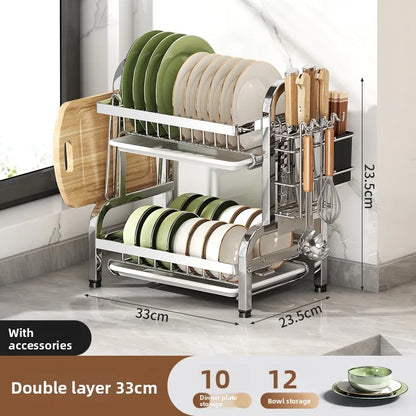 stainless steel Dish Dryer Rack,Compact Kitchen Dish Rack,Screeper Set,Large Rust Proof Dish Screeper With Utensils Holder