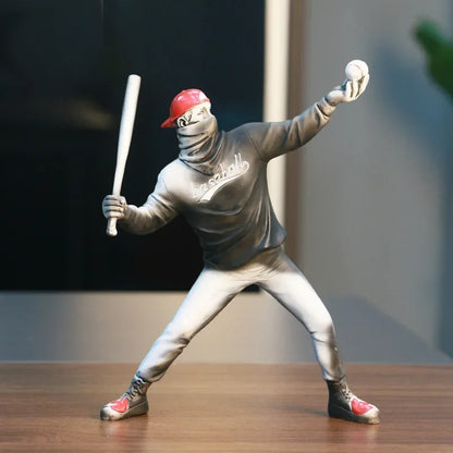 Home Decor Resin Street Abstract Art Statue Sculpture Figurine Baseball Figure Toy Study Room Home Interior Decor Decoration