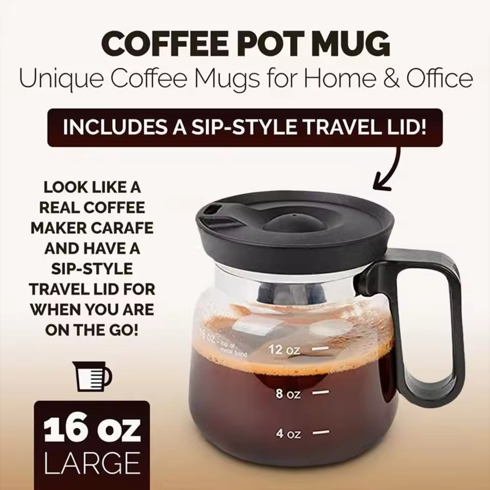 16oz Coffee Pot Style Mug Glass Mug