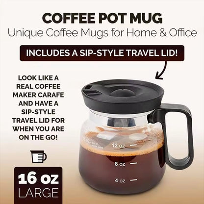 16oz Coffee Pot Style Mug Glass Mug