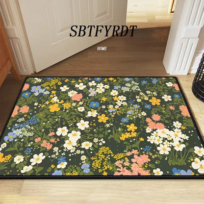 VIKAMA Beau Tapis de Sol Fleur Tapis de Porte Extérieur Tapis de Bienvenue Moelleux Tapis de Salon Doux pour Chambre à Coucher Décoration Douce pour la Maison