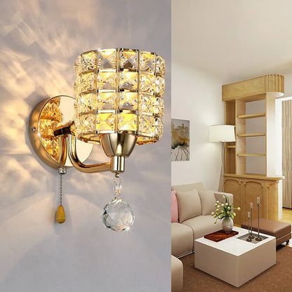 Crystal Wall Lamp – Gold/Silver Decorative Sconce Light for Bedroom & Living Room