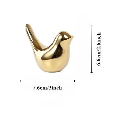 Figurines d'oiseaux en céramique dorée, modernes et luxueuses, accessoires de décoration intérieure, figurines d'oiseaux dorées décoratives, ornements de mariage