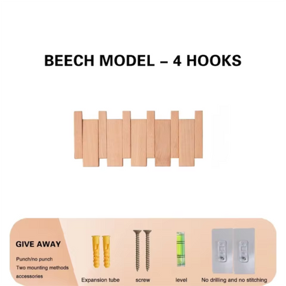 Wooden Piano Coat Rack Wall Mounted Solid Wood Hooks 4 6 8 Hook Organizer
