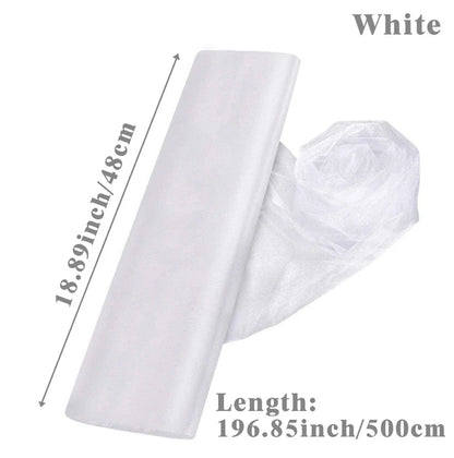 White Wedding Decoration Tulle Roll Crystal Organza Sheer Fabric For Wedding Birthday Party Backdrop Weeding Chair Sashes Decor