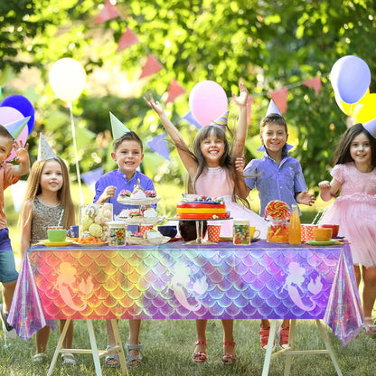 Little Mermaid Disposable Tablecloth Mermaid Birthday Party Decoration 1st Birthday Girl Under the Sea Party Baby Shower Decor