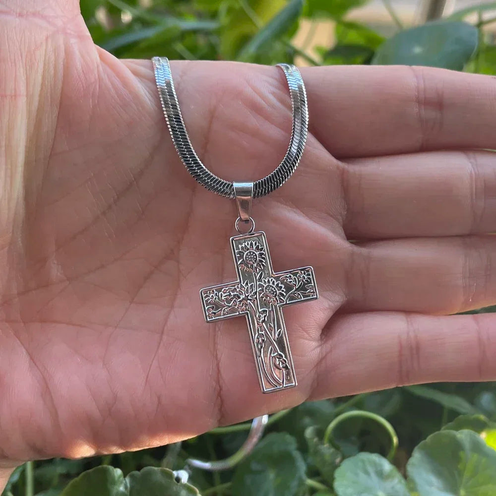 Christian Cross Necklace for Men Women | Stainless Steel Religious Pendant Jewelry