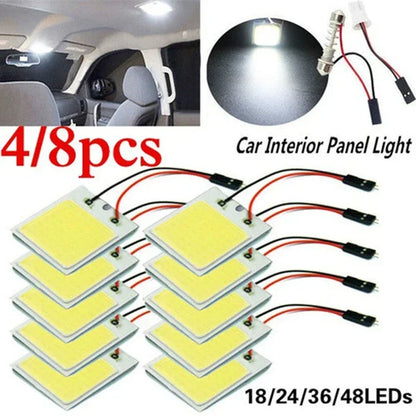 4-Pack T10 LED Car Interior Bulbs | 12V COB Dome Light