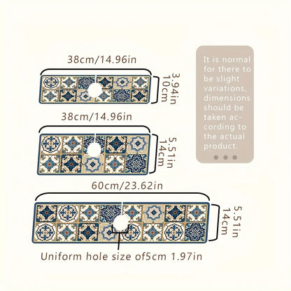 Retro Pattern Diatom Mud Faucet Mat – Absorbent Sink & Countertop Pad
