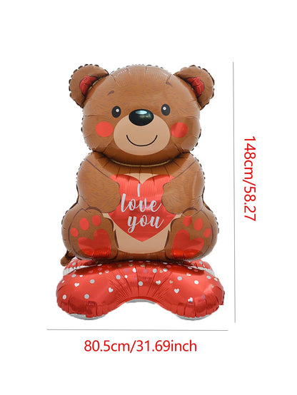 Love Heart Bear Balloon with Stand | Valentine's Day Decor