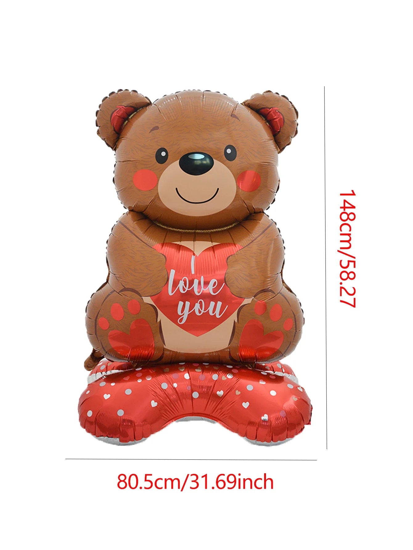 Heart to Heart Love Bear Balloon | Valentine's Day Decor with Stand