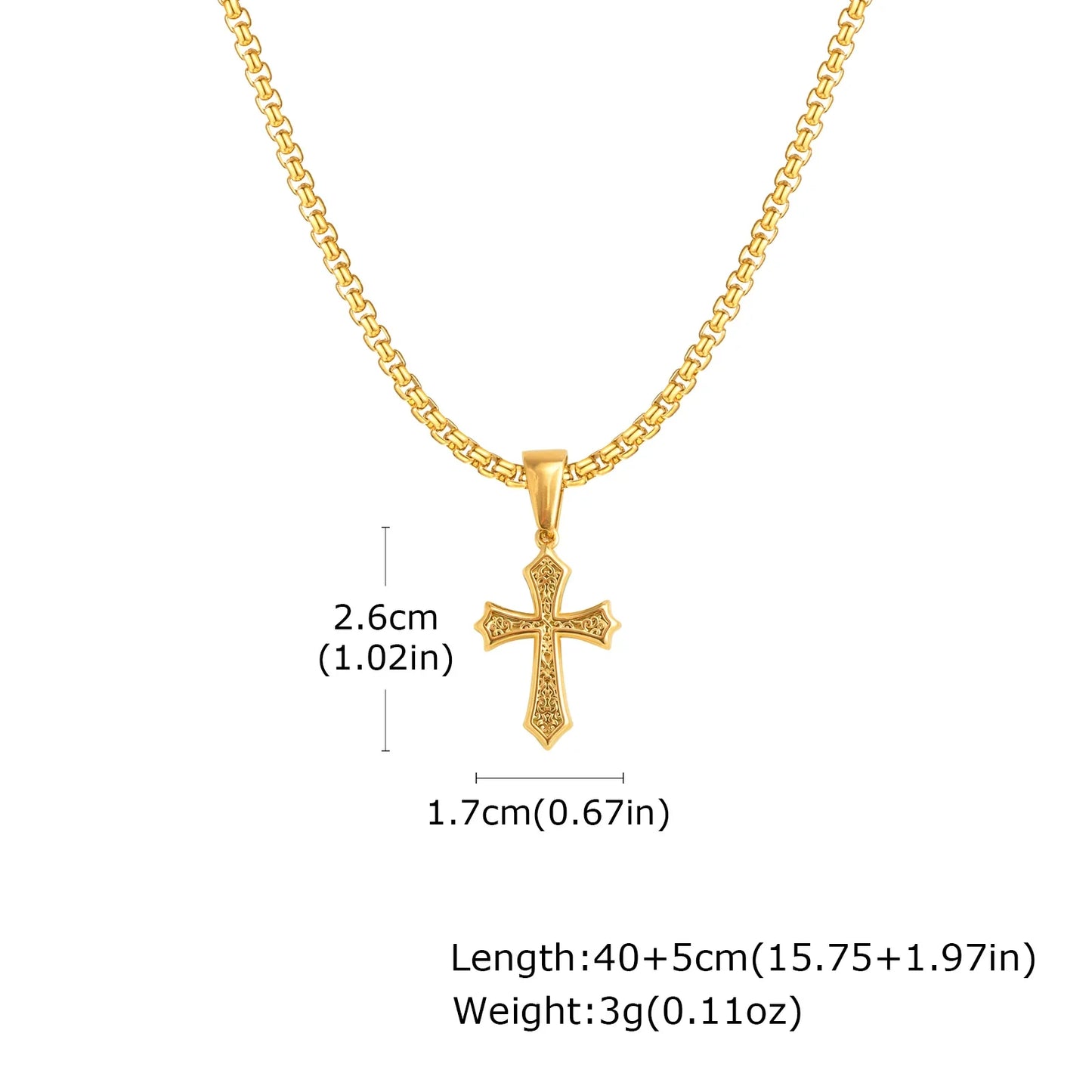 Hip Hop Cross Necklace for Men Women | Stainless Steel Chic Cross Pendant Christian Jewelry